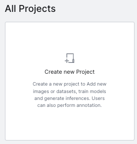 Create a new Project button.