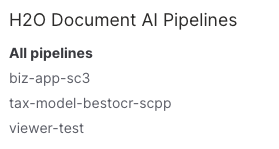 The column displaying all available pipelines.