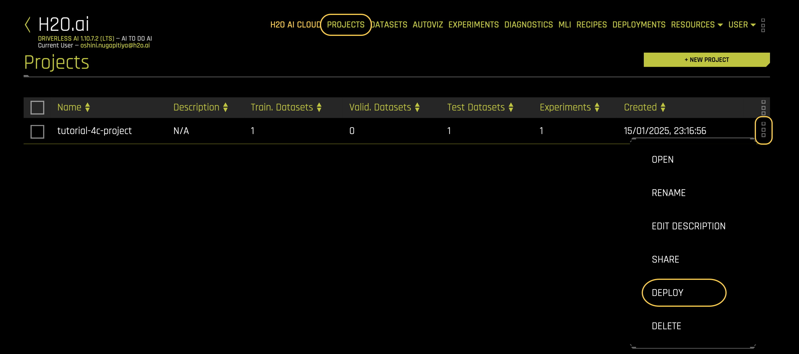 Deploy via projects