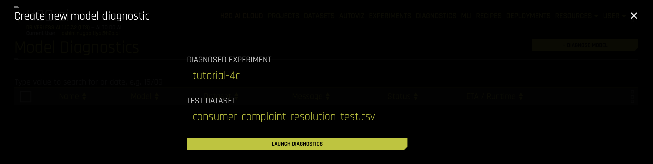 Launch diagnostics