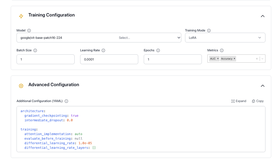 Experiment Advanced Configuration