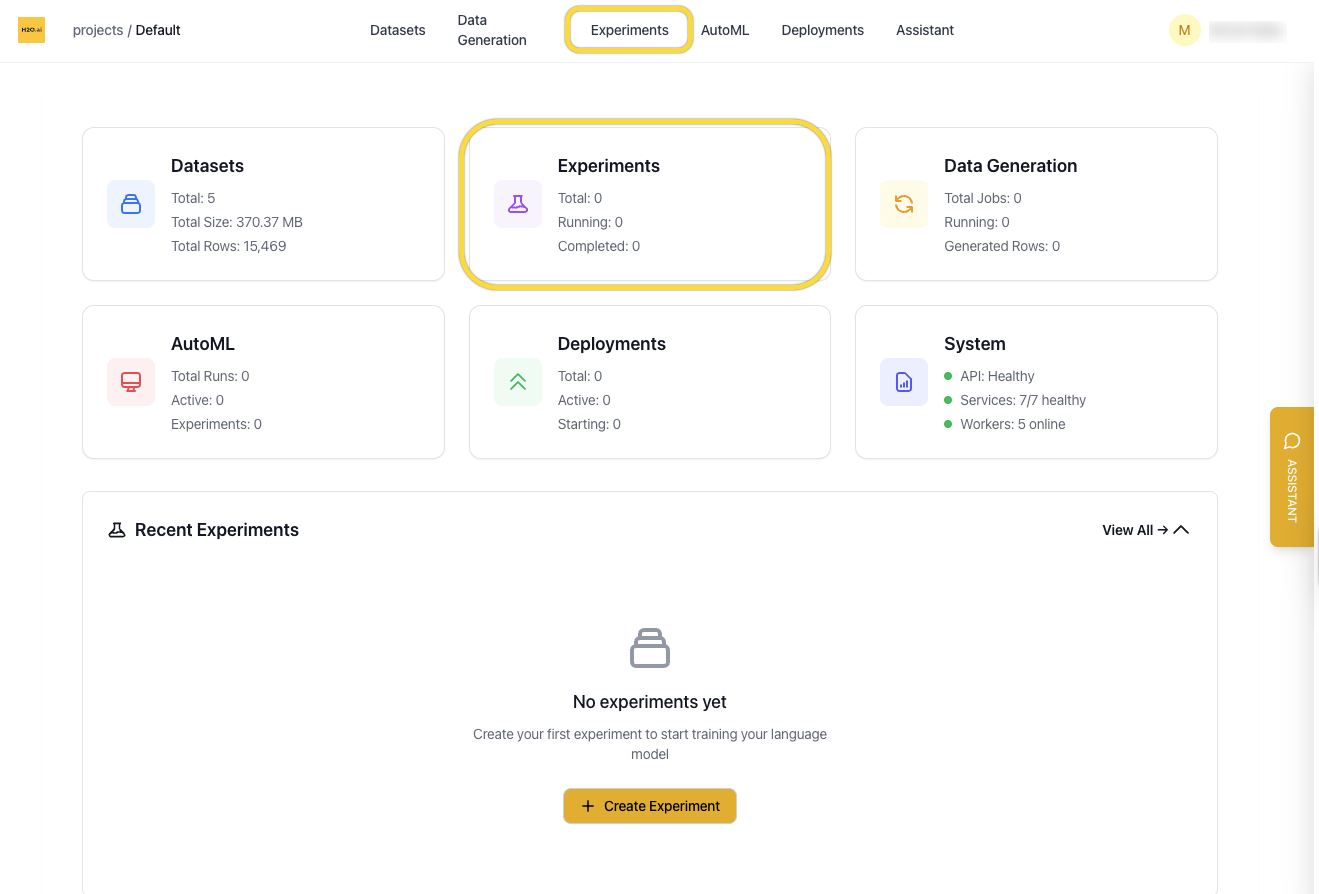 Experiment List View