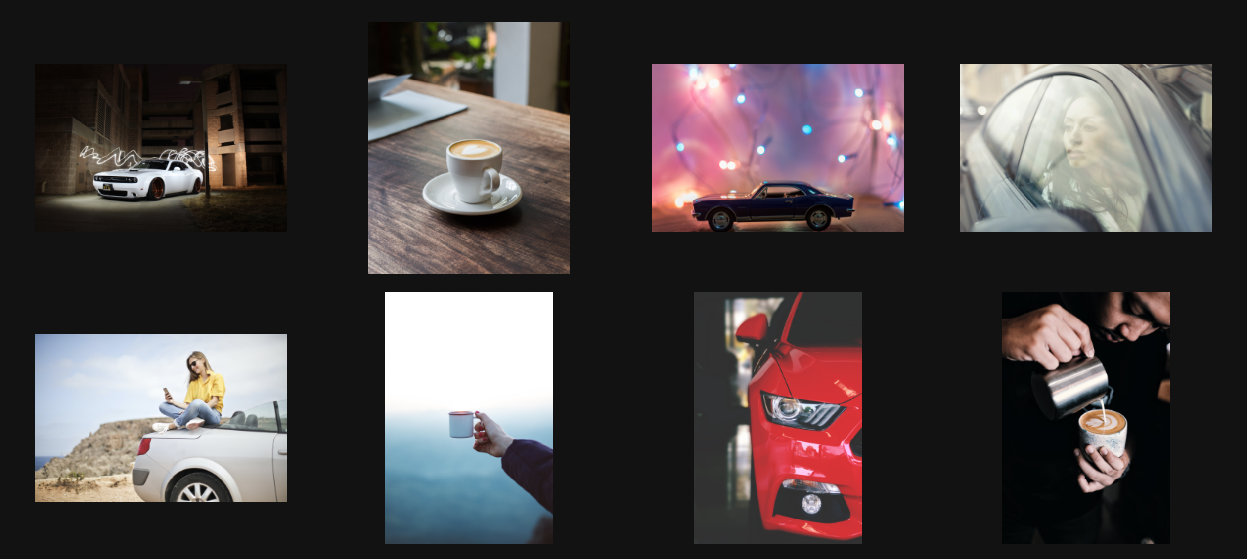 Car or coffee demo dataset sample images