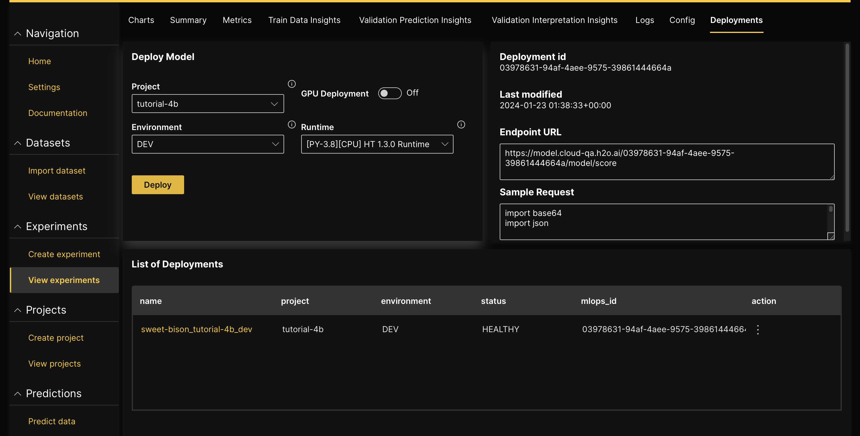 Deployment table and details