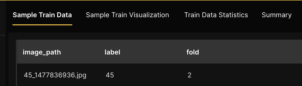 Sample train data tab