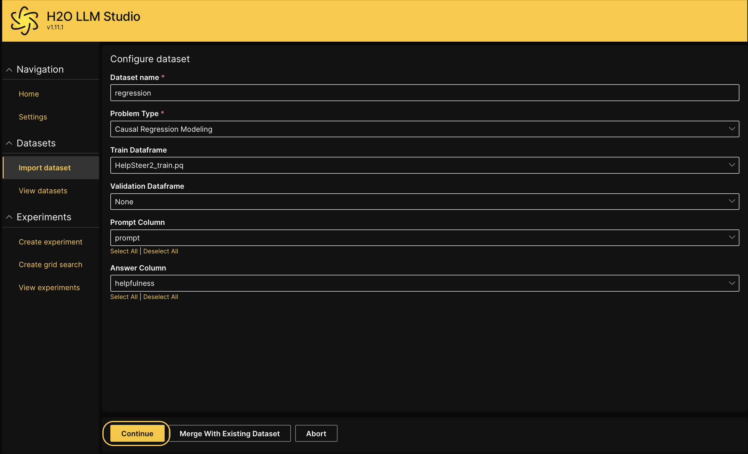 configure dataset