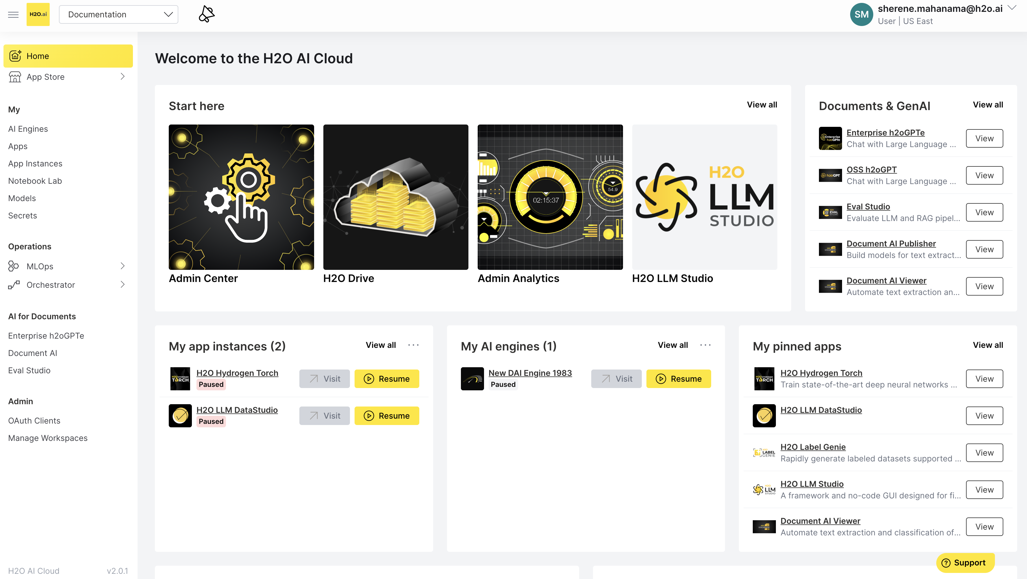 H2O AI homepage