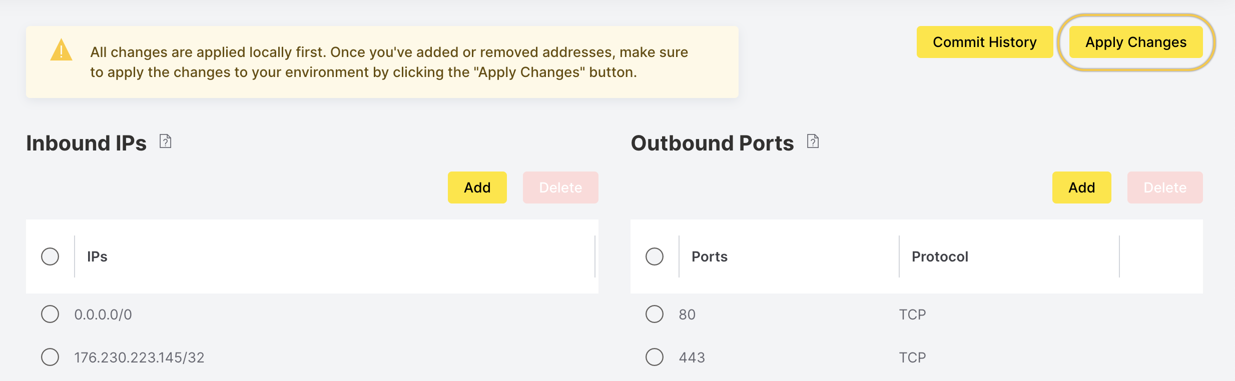 apply changes button