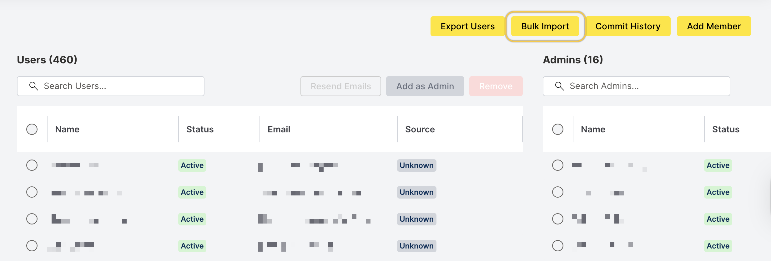 click bulk import
