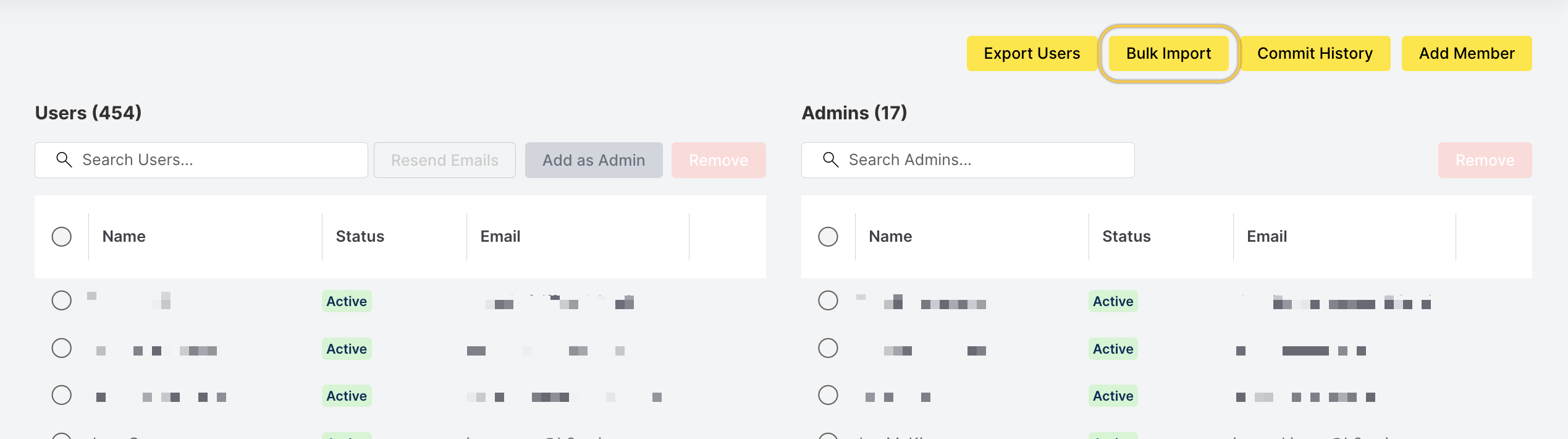 click bulk import
