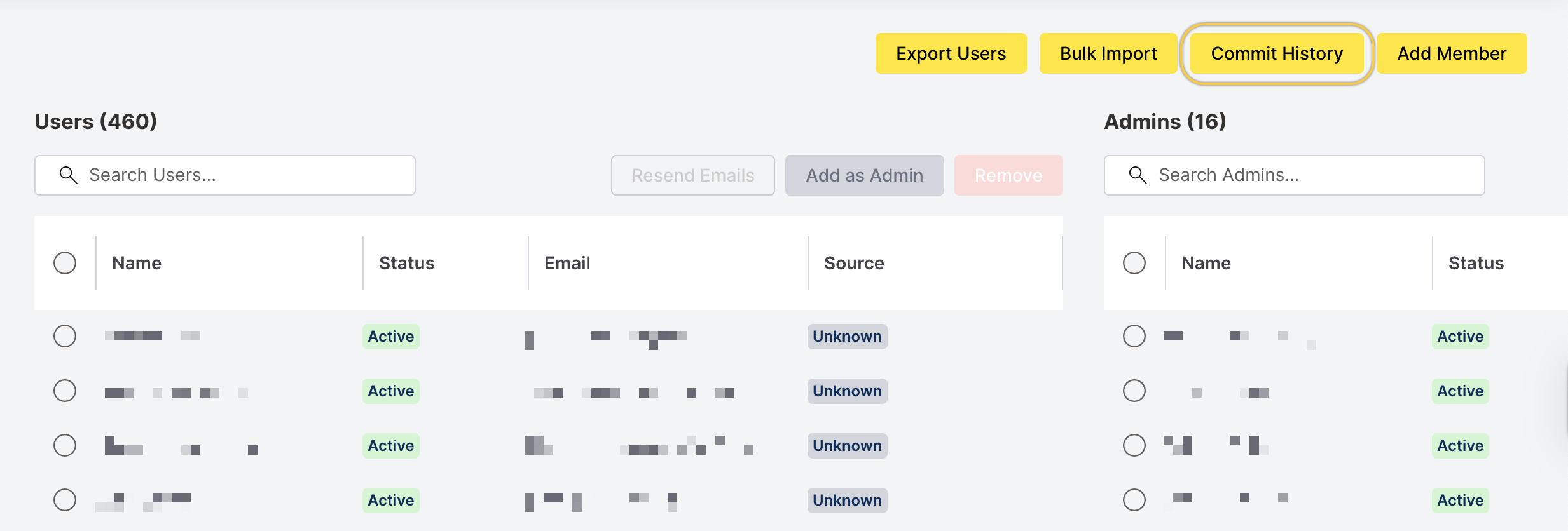 click commit history