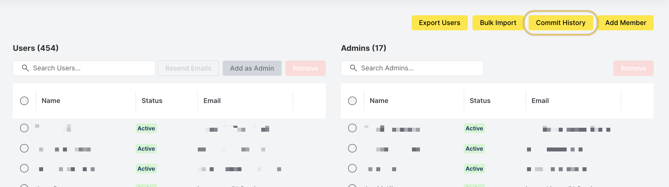 click commit history