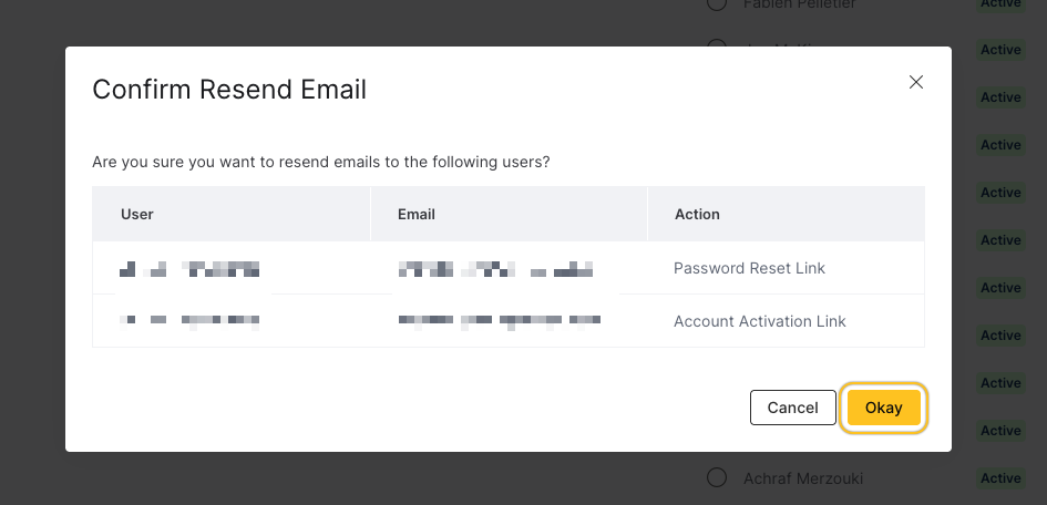 confirm resend emails