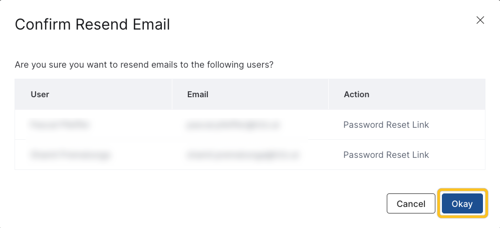 confirm resend emails