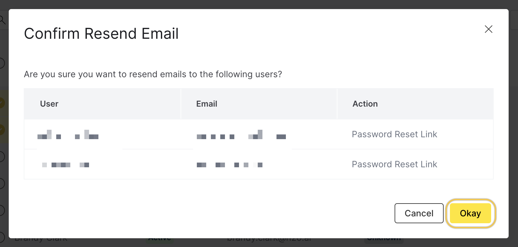 confirm resend emails