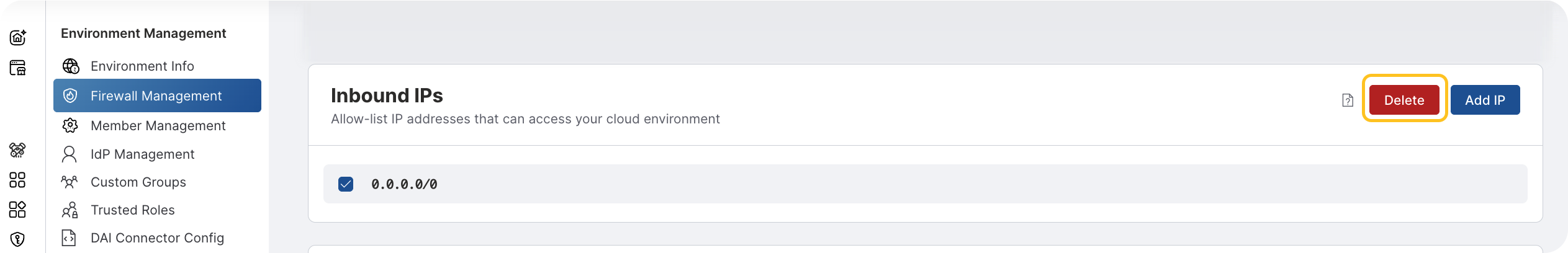 click Delete button