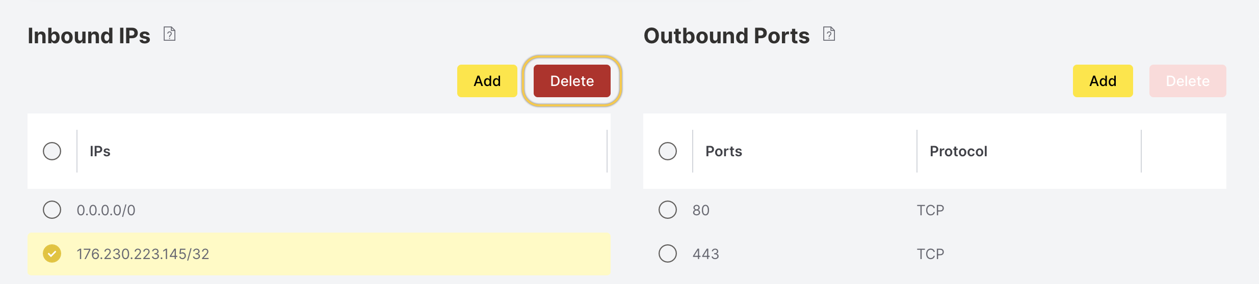 click Delete button