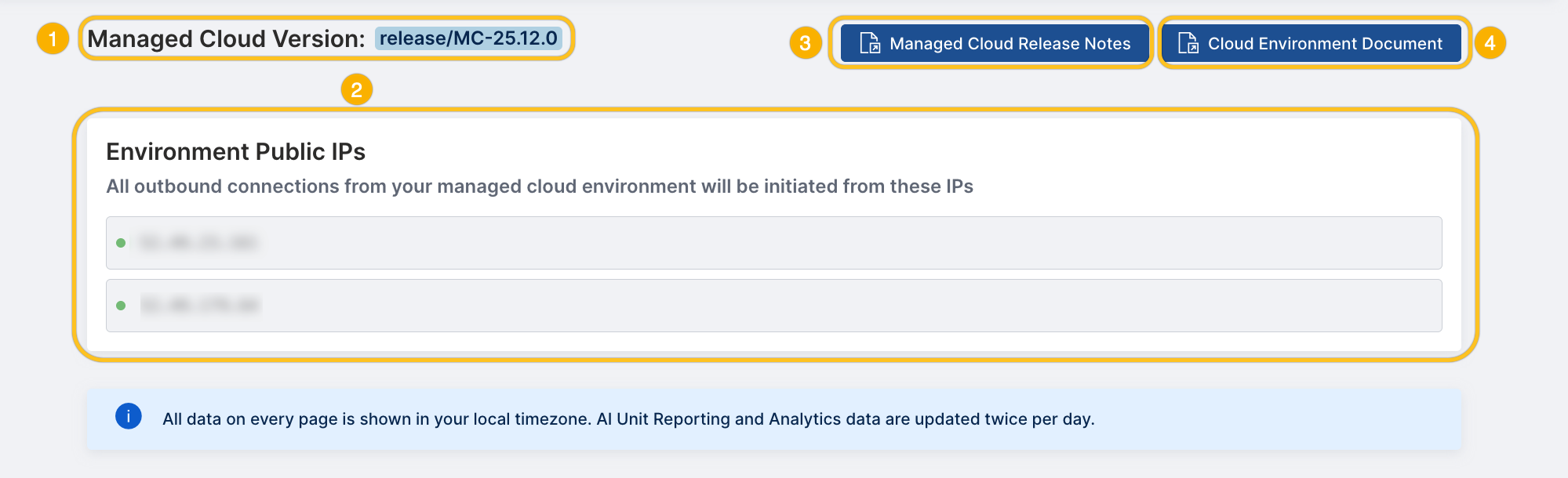 Environment info page