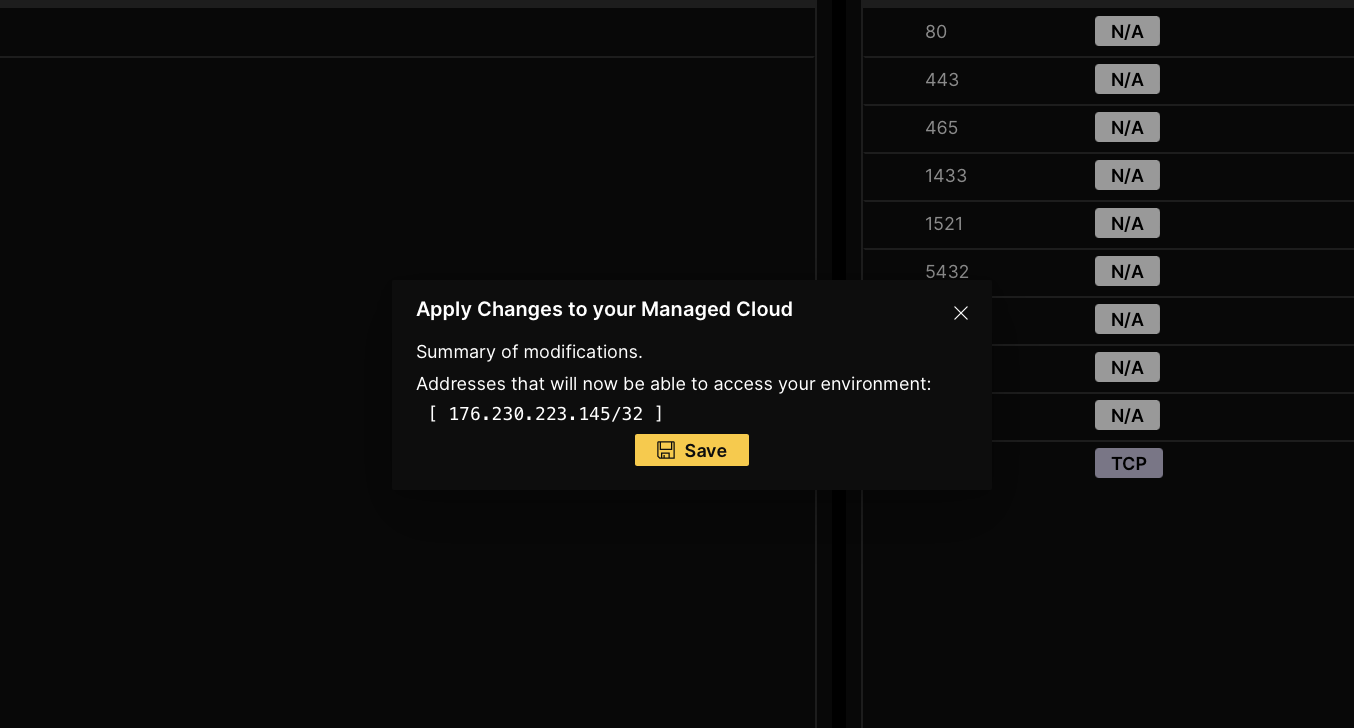save changes in firewall management