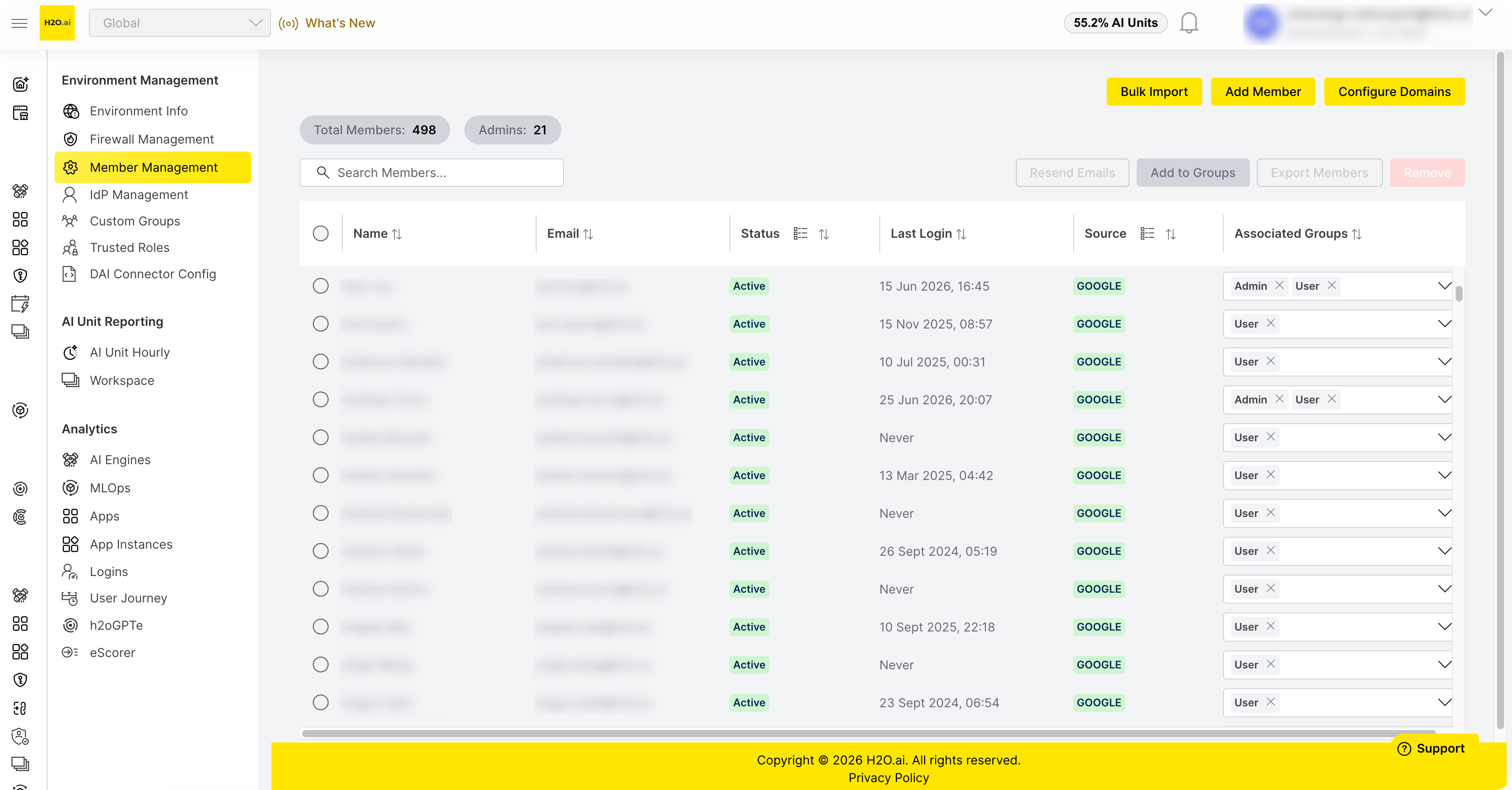 Member management table