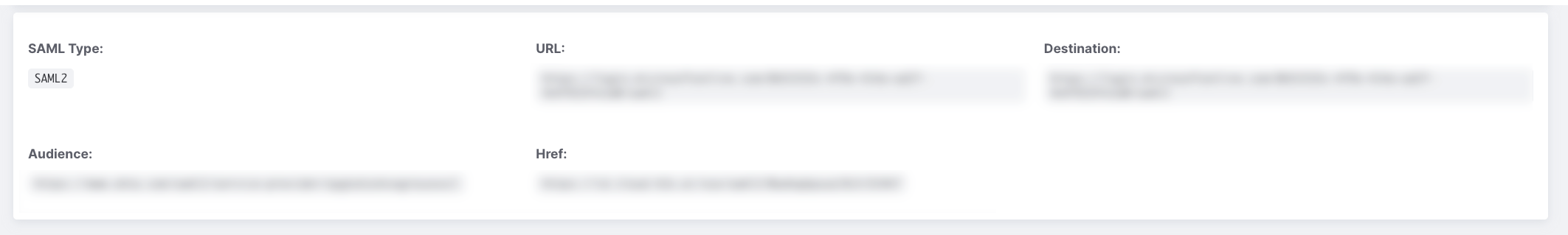 SAML configuration section