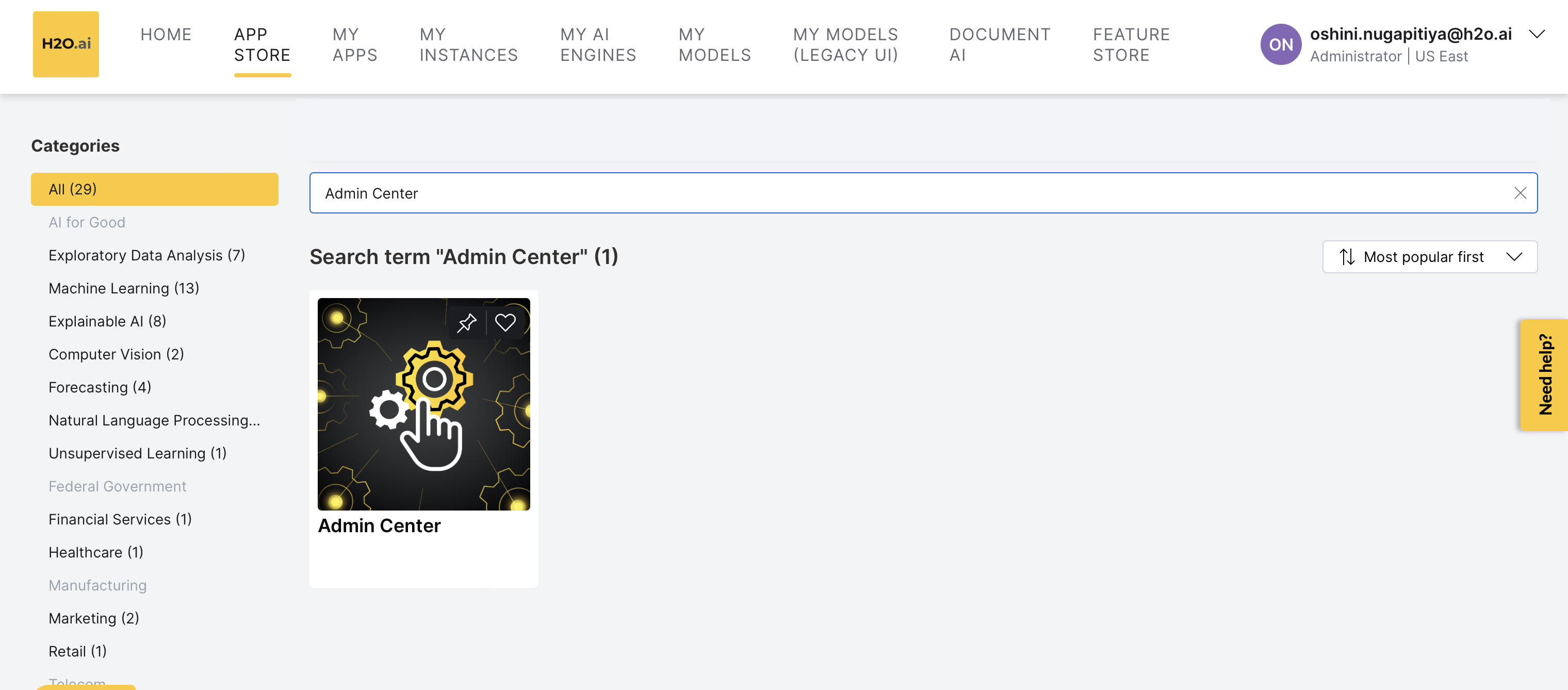 search admin center