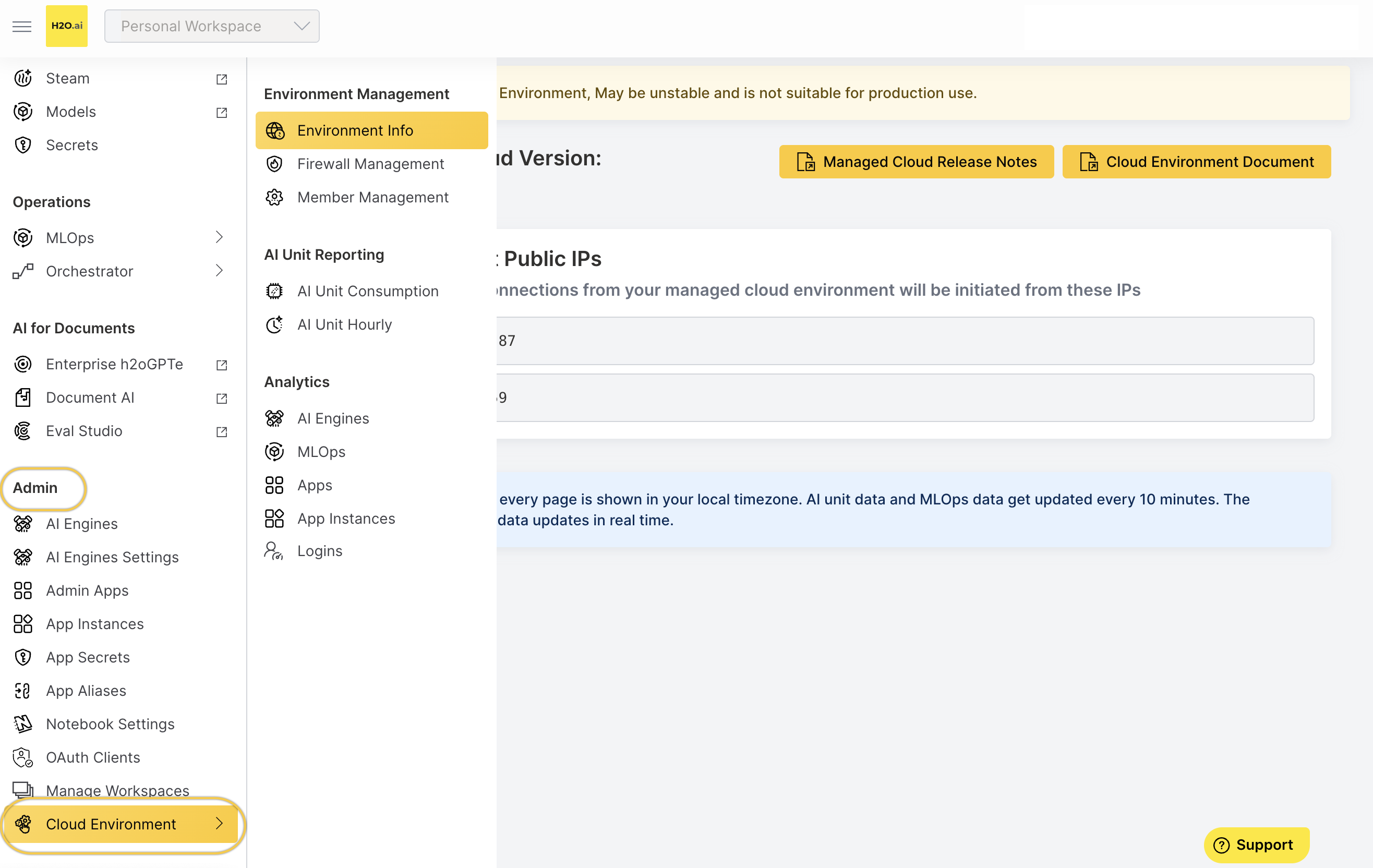 Select Cloud Environment