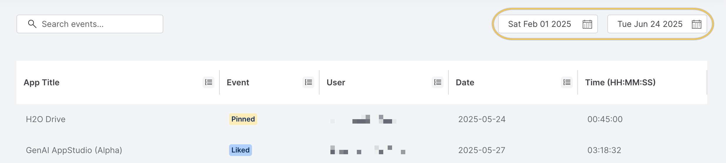 Select time frame
