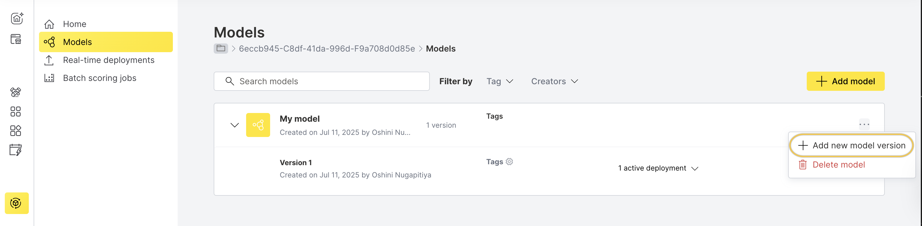 Add model versions