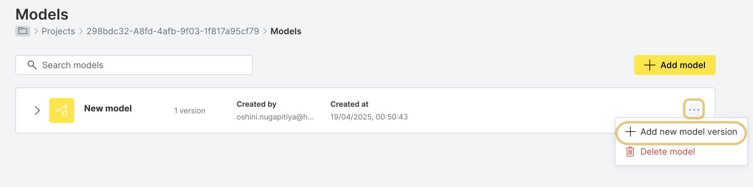 Add new model version