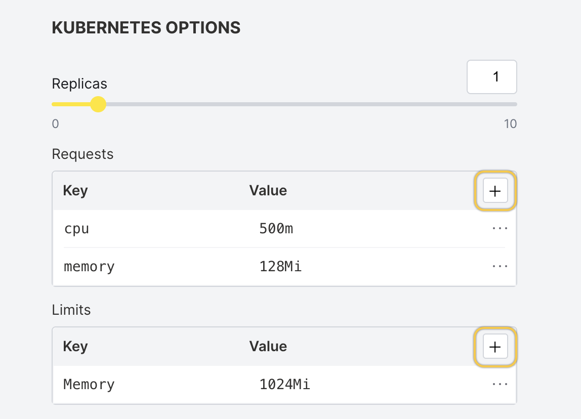 add requests and limits