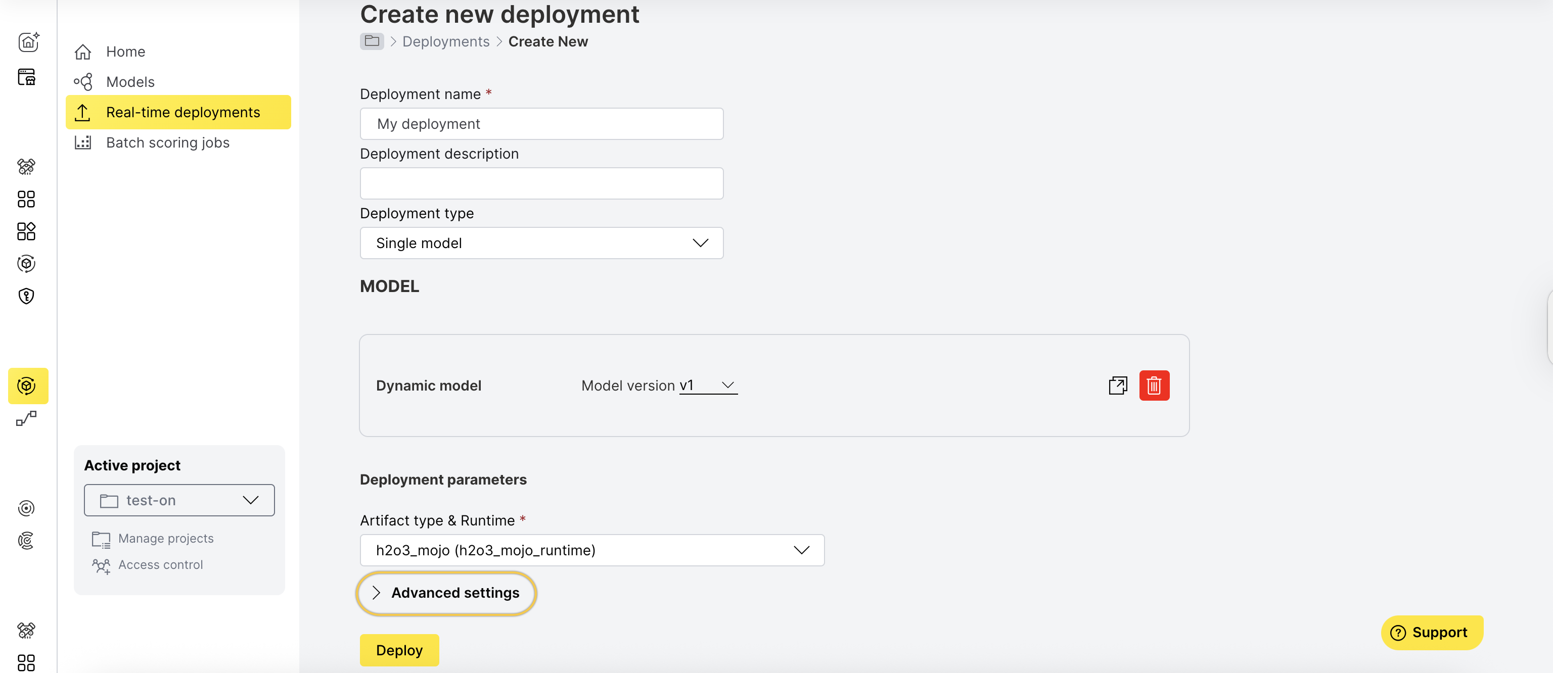 Click advanced settings