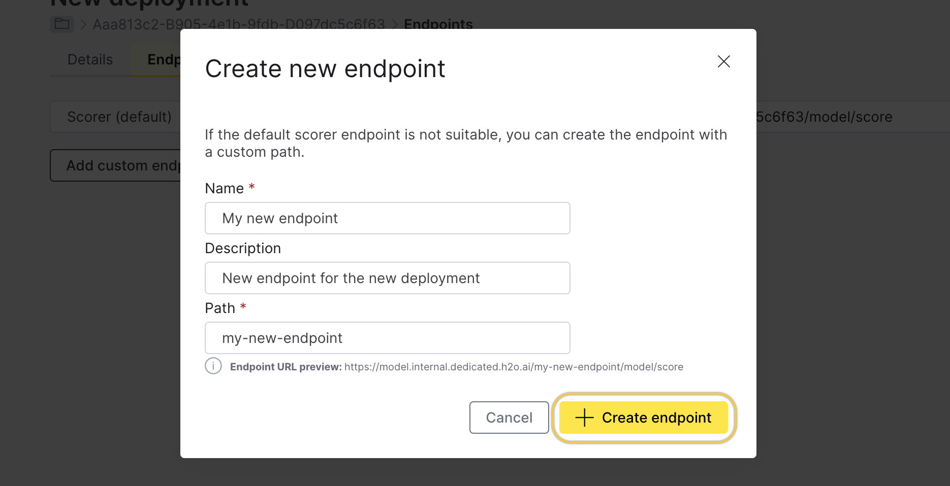 create endpoint