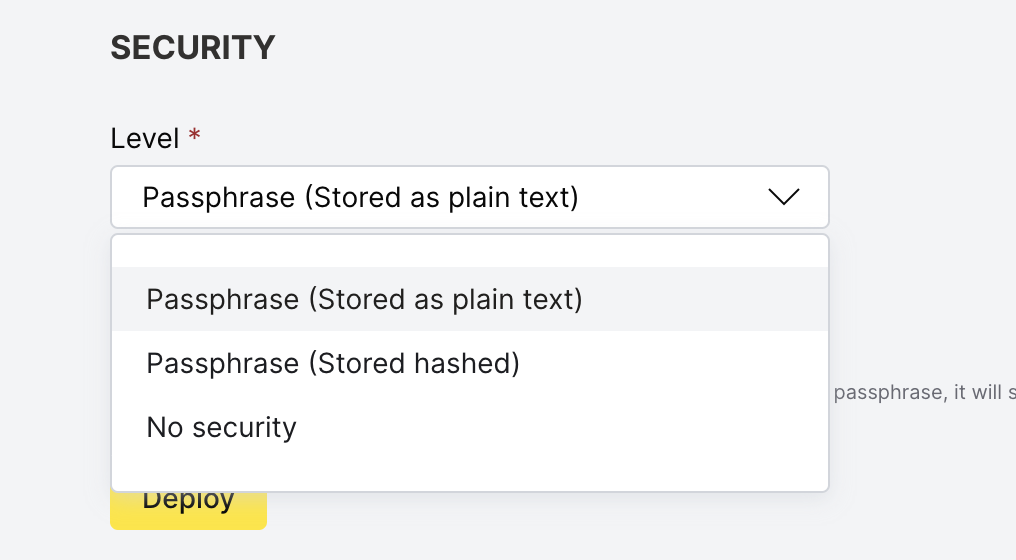 Deployment endpoint security