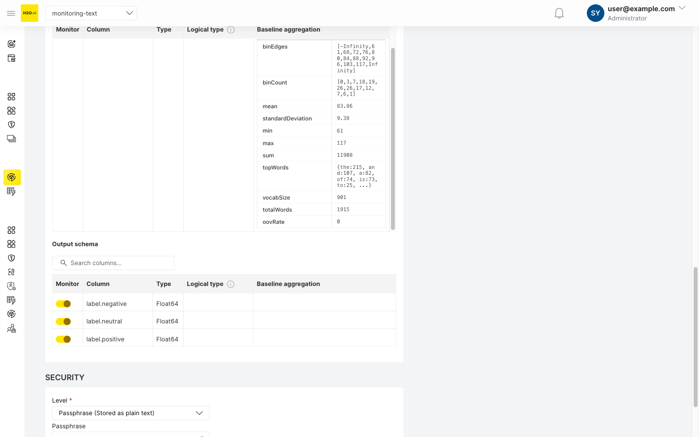Text baseline aggregation detail