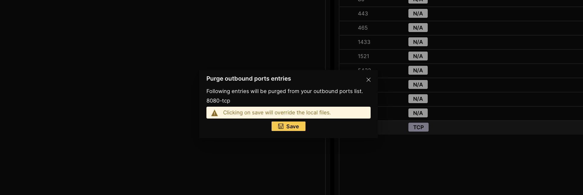 purge outbound port entries